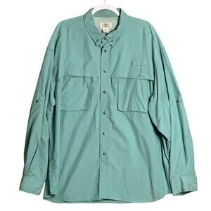 LL Bean Sz XXL Fly Fishing Long Sleeve Button Down Shirt Vented Outdoor Roll Tab